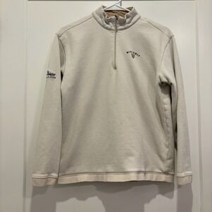 Vintage Nike Golf Boys L Cream Quarter Zip Bridgewater Club Fleece Sweater